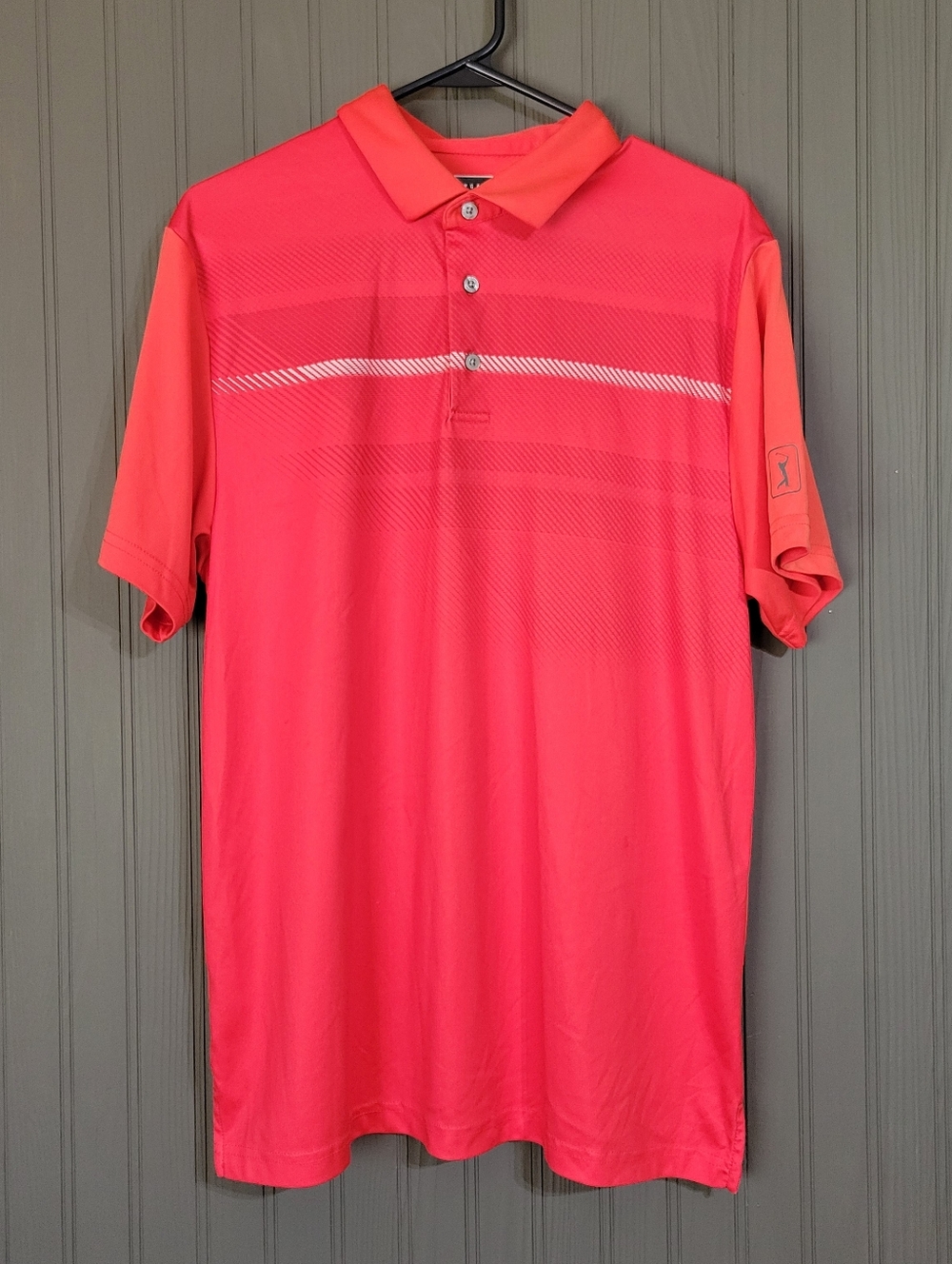 PGA Tour Pro Series Golf Polo Short Sleeve Shirt Athletic Fit Red Men's Large